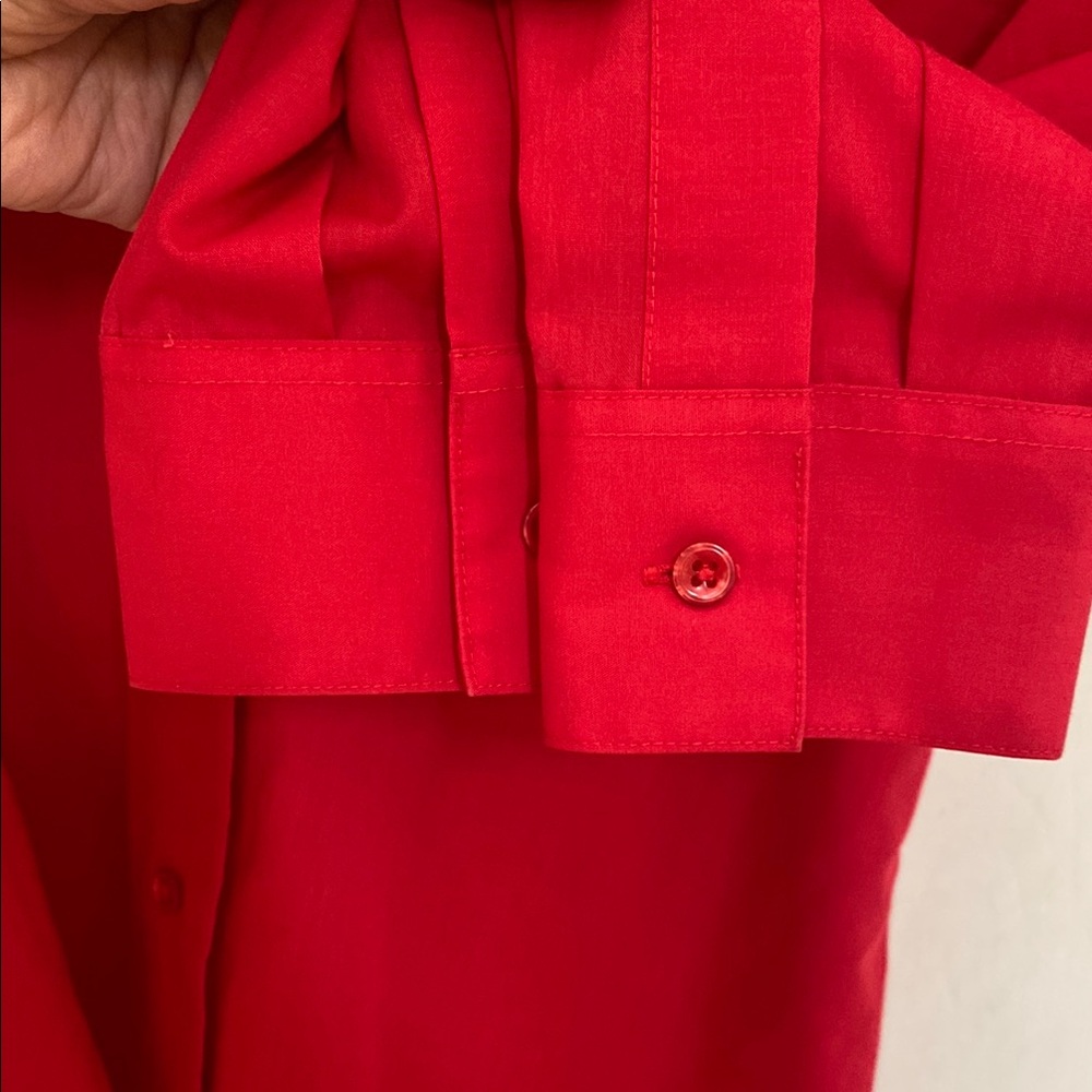 Foxcroft Red Long Sleeve Button Down Shirt with Notched Collar - Picture 6 of 7